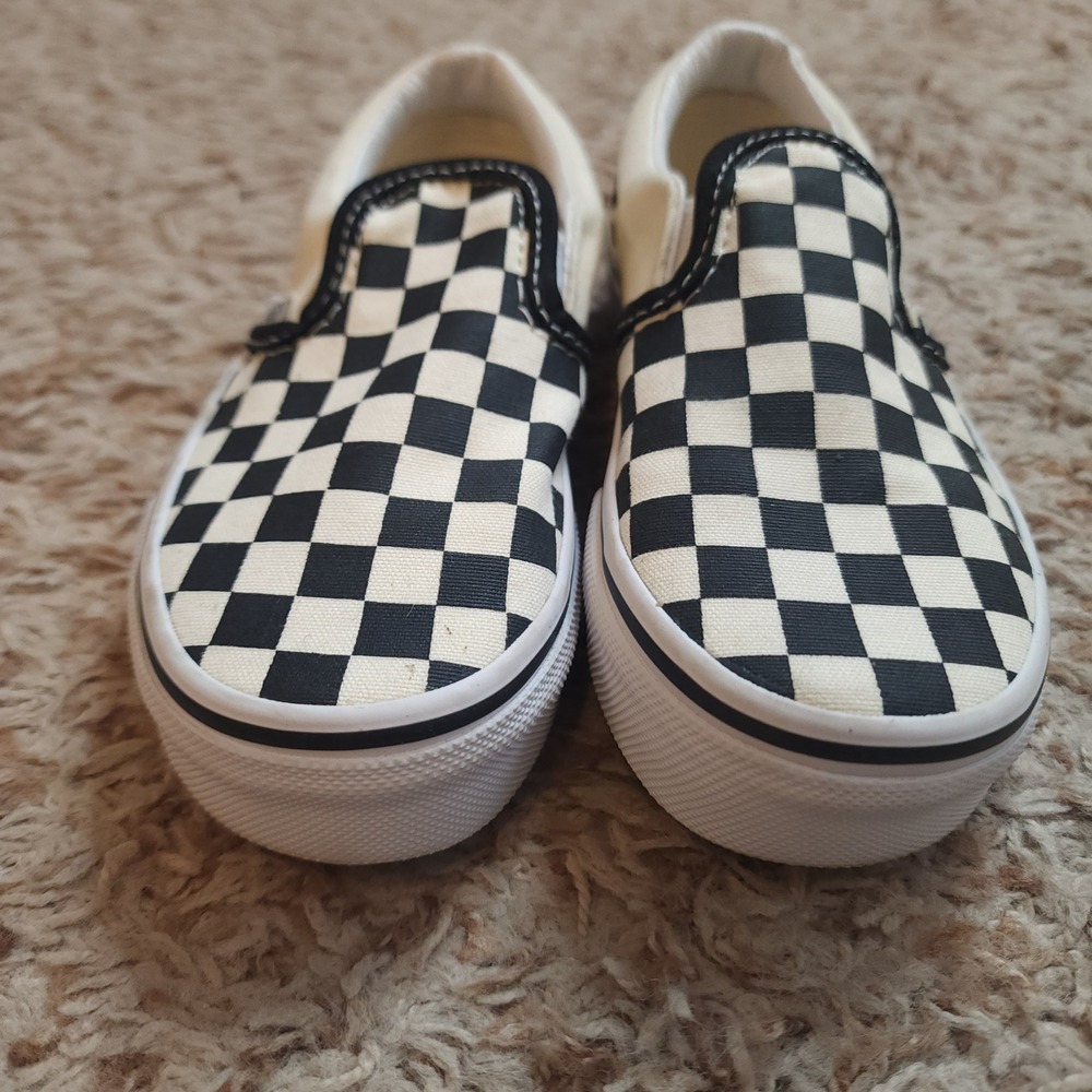 Vans Classic Slip-On Kids Size 11.5 Black White Checkerboard Skate Shoes - Picture 5 of 10
